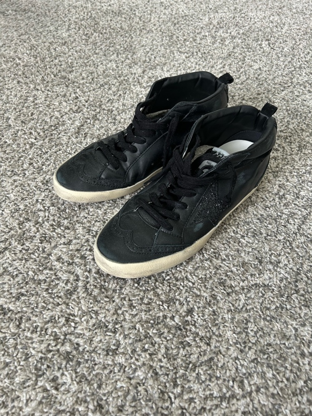 Golden Goose Black High-Top Sneakers with Off-White Soles size 9